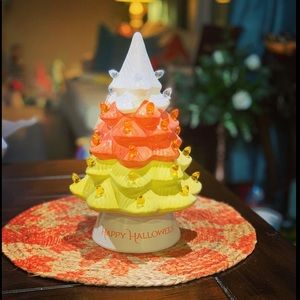 Mr Halloween Candy Corn Ceramic LED Tree